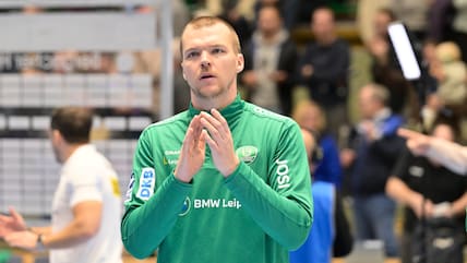 SC DHfK-Torwart Tomas Mrkva, hier nach dem Spiel gegen Wuppertal im Oktober, stemmte sich mit dem SC DHfK Leipzig gegen die Niederlage beim VfL Gummersbach.